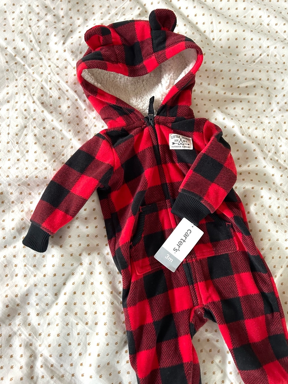 NWT Fleece Plaid Bear Onesie